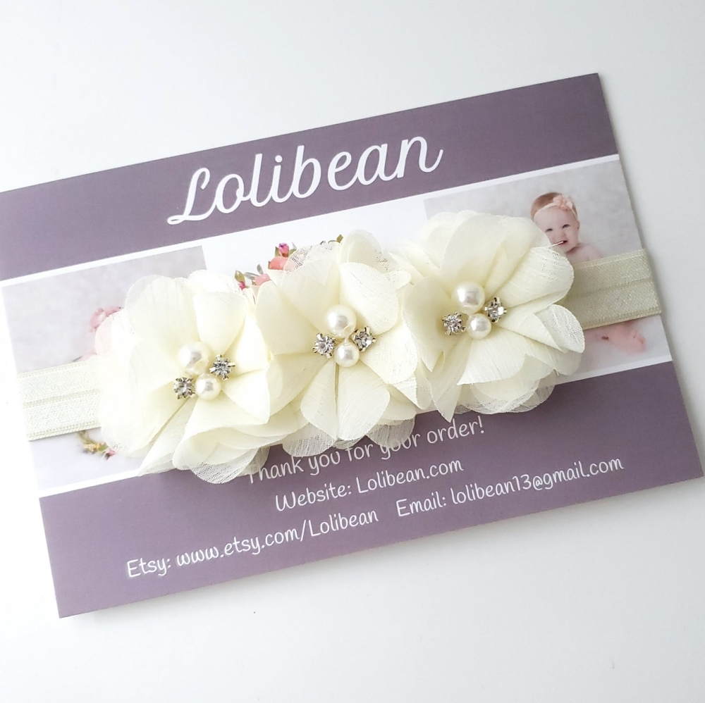 Ivory Flower Girl Headband